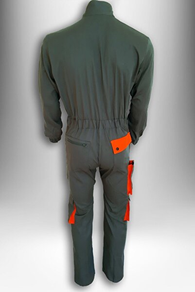 simgeden iş elbiseleri Antrasit Turuncu İş Boy Tulum Dsm Dizlikli