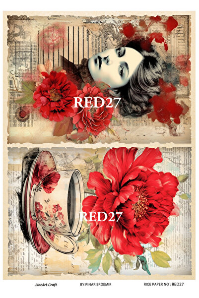 LİNEART Pirinç Dekopaj Kağıdı No:RED27- 29X42cm