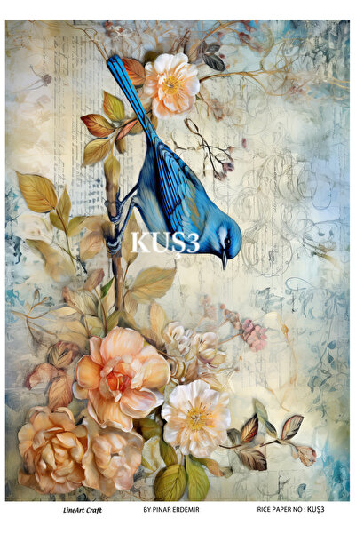 LİNEART بيرد - ورق ديكوباج نحاسي مقاس 29 × 42 سم