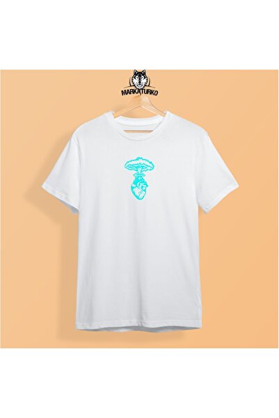 MarkaTurko Біла футболка з принтом серця, спеціальний дизайн, бавовняна тканина, унісекс, 2205-b170