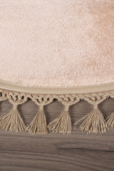 Teksev Relax Mink Στρογγυλό 150x150 cm Pompom με κρόσσια αντιολισθητική βάση που πλένεται στο πλυντήριο