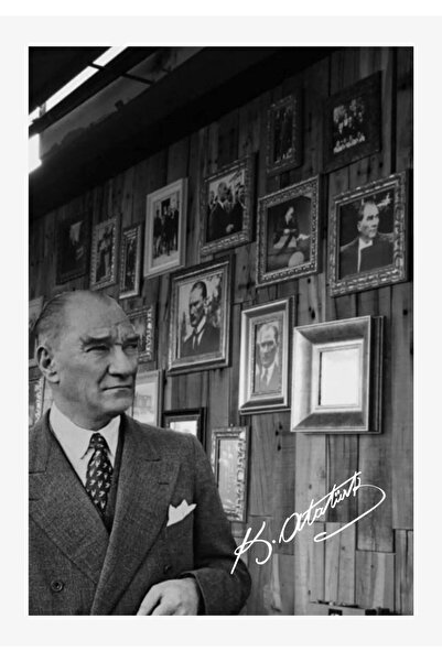 MegaSticker Atatürk imzalı poster 35x50 cm çerçevesiz