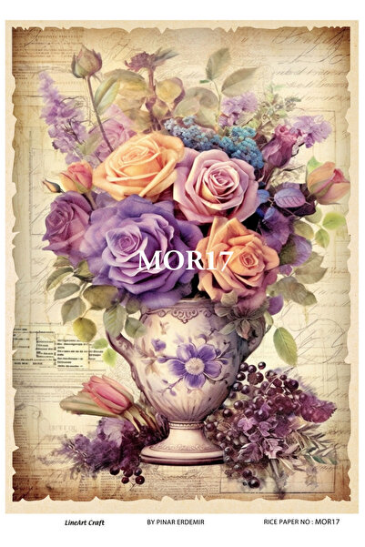 LİNEART Pirinç Dekopaj Kağıdı No:MOR17- 29X42cm