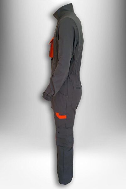 simgeden iş elbiseleri Antrasit Turuncu İş Boy Tulum Dsm Dizlikli