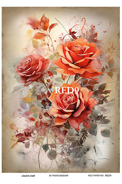 LİNEART Pirinç Dekopaj Kağıdı No:red09- 29x42cm