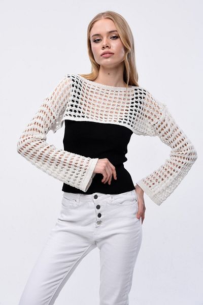 MA ananas Women's Ecru Openwork Bolero
