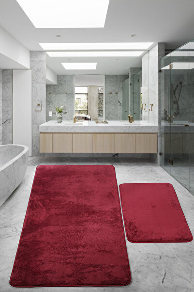 Teksev Relax Mürdüm Dimensiune mare 80x150 + 50x80 cm Set de 2 covorașe de baie Set de scaune de toaletă anti-alunecare