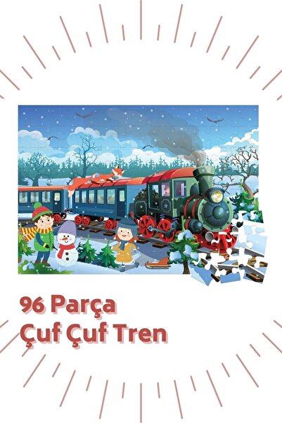Bonkido 80-96-96 Parça Puzzle 3'lü Set Su Altı - Çufçuf Tren – Inşaat