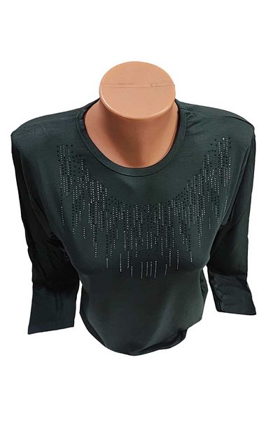 Sel Giyim NEW SEASON Women's Plus Size Crew Neck Mother's Combed Cotton Blouse