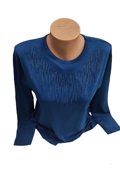 Sel Giyim NEW SEASON Women's Plus Size Crew Neck Mother's Combed Cotton Blouse