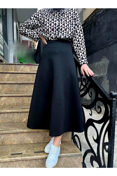 CNG MODA Battal Size Puff Scuba Skirt
