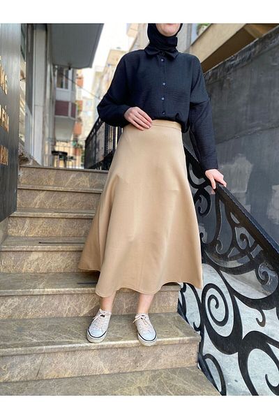 CNG MODA Battal Size Puff Scuba Skirt