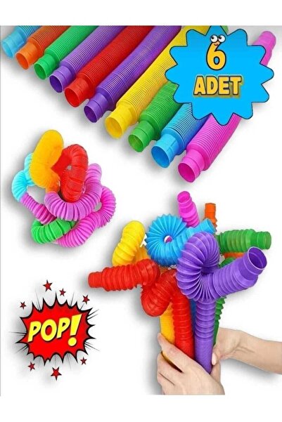 ümit toys Pop Tubee 6 Farklı Renk Kırmızı Turuncu Sarı Mor Mavi Yeşil 6 Adet
