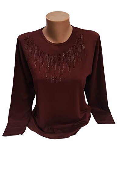 Sel Giyim NEW SEASON Women's Plus Size Crew Neck Mother's Combed Cotton Blouse