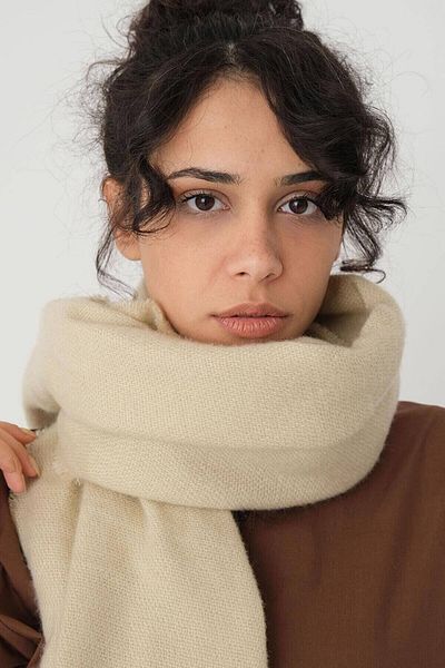 Makro Optik Unisex Plain Beige Soft Textured Scarf Shawl