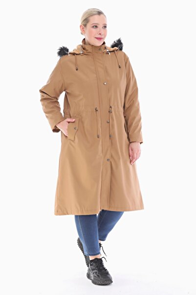 VETRE Women's Large Size Fur Lined Mink Long Coat 1047