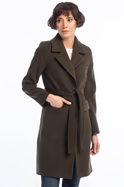 Pitti Women's Khaki Short Buttoned Laced Coat 70521