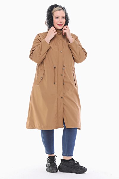 VETRE Women's Large Size Fur Lined Mink Long Coat 1047