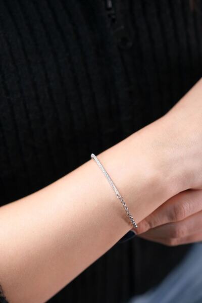 Siya Silver 925 Ayar Gümüş Çubuk Model Zirkon Taşlı Rodyum Kaplama Bileklik