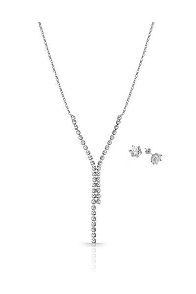 Forentina Gümüş Kaplama Su Yolu Kolye Küpe Set PS0795