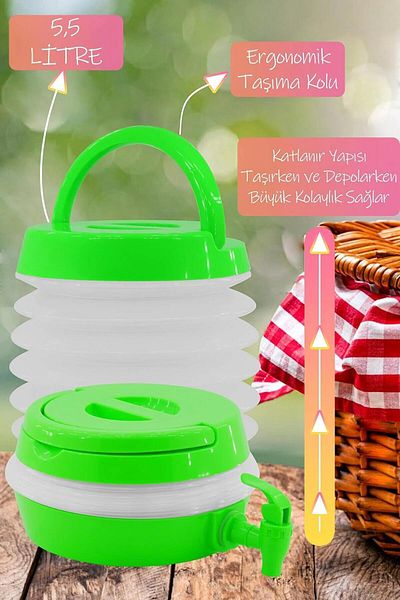 Ozsport Foldable Water Dispenser with Tap Bellows Water Canister Fountain Picnic Camping Flask Bottled Drinks