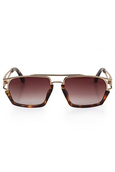 Angel Eyes Unisex Sunglasses with Brown Glass and Leopard-gold Frame Ae0918c5