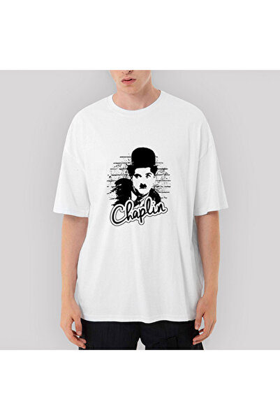 Z zepplin Tricou alb supradimensionat Charlie Chaplin Wall