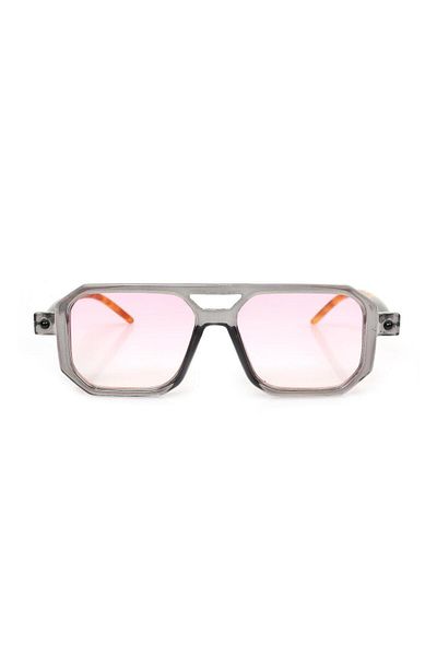 Angel Eyes Women's Sunglasses Rectangular Gray Transparent Bridged Frame Pink Glass