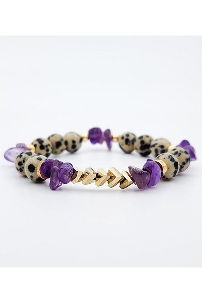 ŞUFAYS Broken Amethyst - Quail Jasper Natural Stone Bracelet