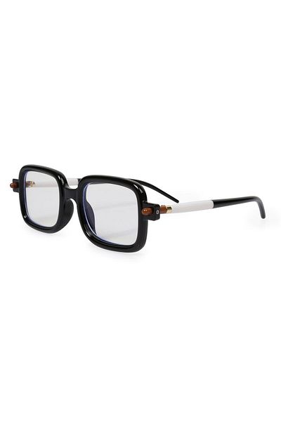 Angel Eyes Women's Sunglasses Rectangular Black White Frame Blue Block Glass