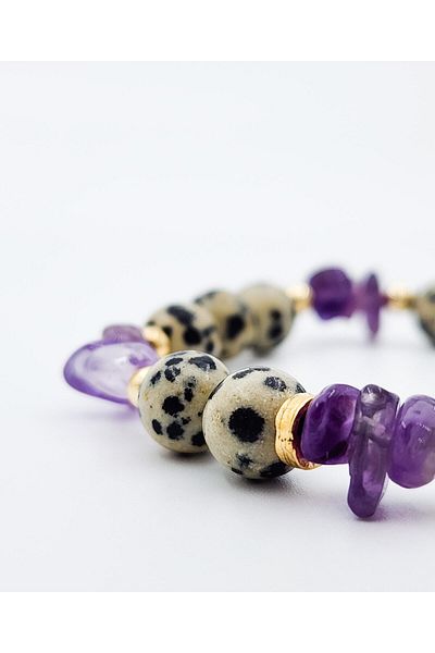 ŞUFAYS Broken Amethyst - Quail Jasper Natural Stone Bracelet