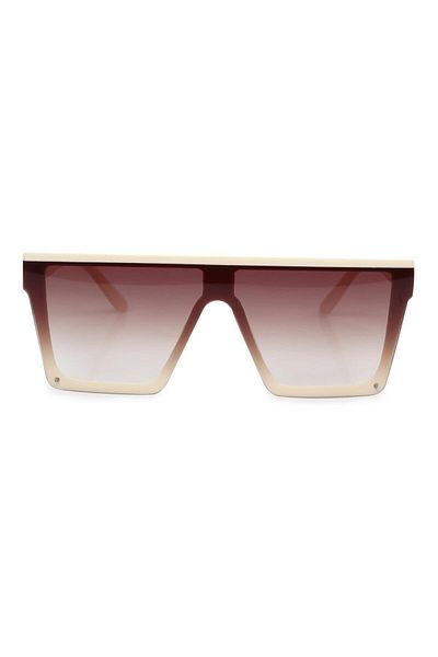 Angel Eyes Cream Frame Brown Gradient Glass Rectangle Women Sunglasses Ae312c9