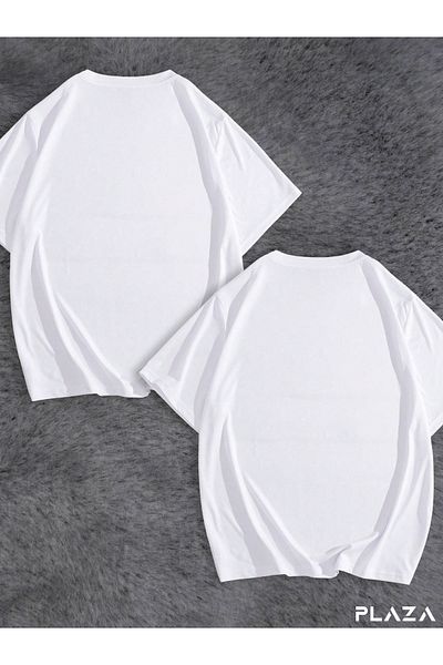 CANDEL Unisex Fire and Water Double Oversize T-shirt Double Combination Double T-shirt