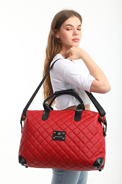 Fiyaka حقيبة يد كبيرة من MİAMİ POLO 1203E، حقيبة سفر للعطلات، باللون الأحمر