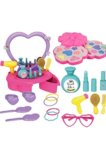 Depomiks Avm Aksesuarlı Masa Üstü Barbie Güzellik Masası Sürülebilir 2 Katlı Makyaj Oyunu Kız Oyuncak Seti