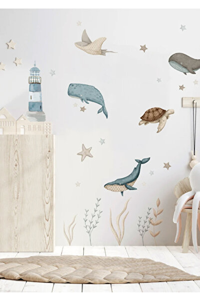 WALLHUMAN Bebek Balinalar Çocuk Odası Duvar Stickerı