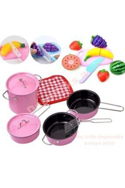 Depomiks Avm Oyuncak Metal Tencere Tava Takımı + Kesilebilen Meyve Sebze Kız ...