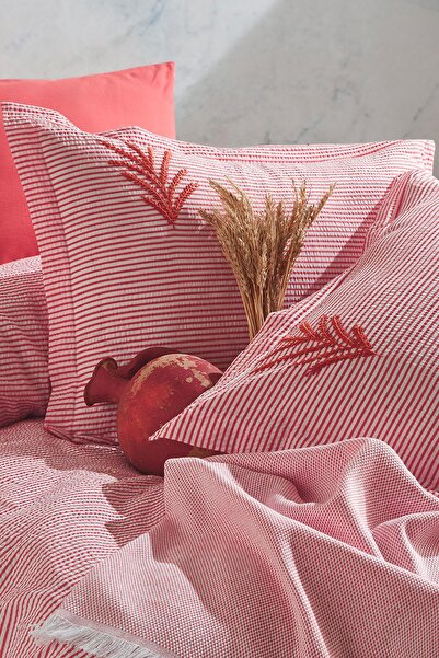İyi Geceler İstanbul Maribell Double Pique Duvet Cover Set - Coral