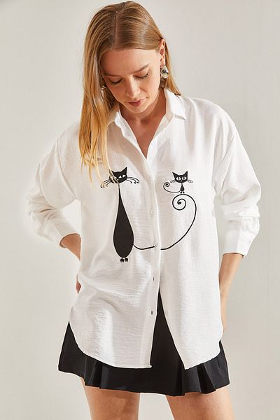 Bianco Lucci Dámská vyšívaná lněná košile