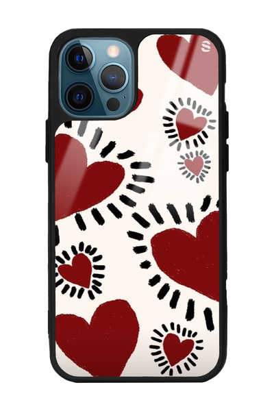 Spoyi iPhone 13 Pro Brush Heart Design Glossy Phone Case