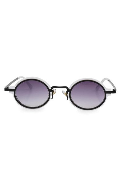 Angel Eyes White Frame Black Gradient Glass Oval Women's Sunglasses Ae9909c9