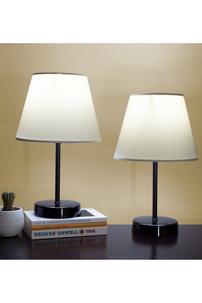 Vivido Home Krem Modern Ikili Abajur Siyah Ayaklı Masa Lambası