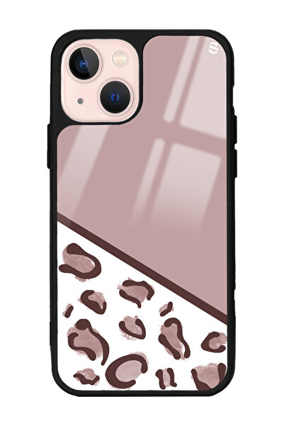 Spoyi iPhone 13 Kahve Leopar Tasarımlı Glossy Telefon Kılıfı