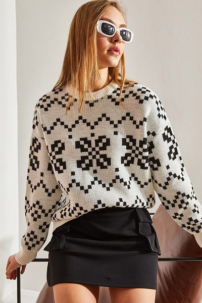 Bianco Lucci Women's Patterned Knitwear Sweater