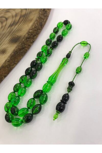 Sultan Telkari Sürmeli Model Yeşil Tonda Toz Kehribar Tesbih