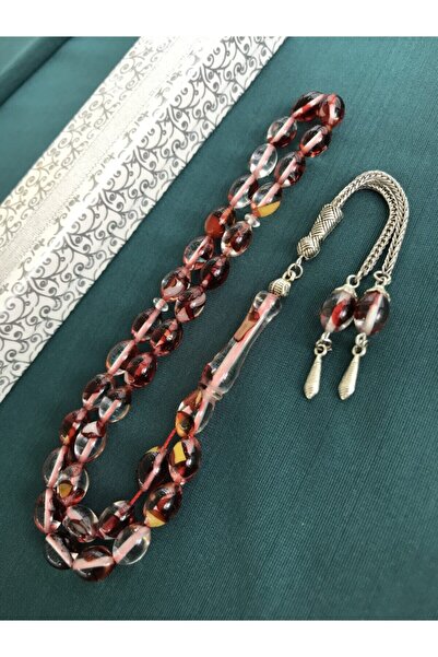 Sultan Telkari Arpa Kesim Bordo Kırmızı Tonda Toz Kehribar Tesbih