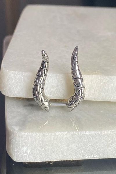Jaida Moda 316l Unisex Sports Surgical Steel Gothic Earrings - Pendulum Model Horn