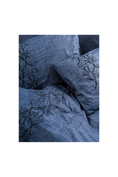 Cotton Box Plain Double Duvet Cover Set Sooty Denim