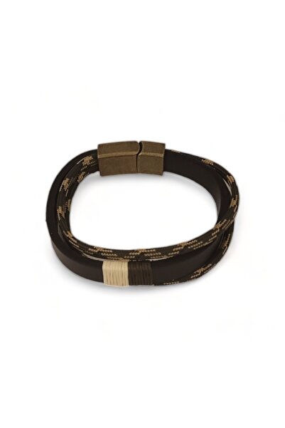 Hedea Pure Nature Black Leather and Rope Bracelet