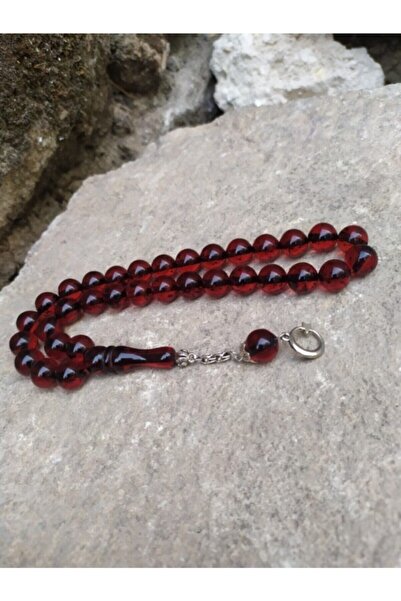 Sultan Telkari Kırmızı Renk Küre Model Toz Kehribar Tesbih